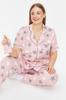 Women's Style Plus Size Powder Star Patterned Shirt Collar Knitted Pajama Set