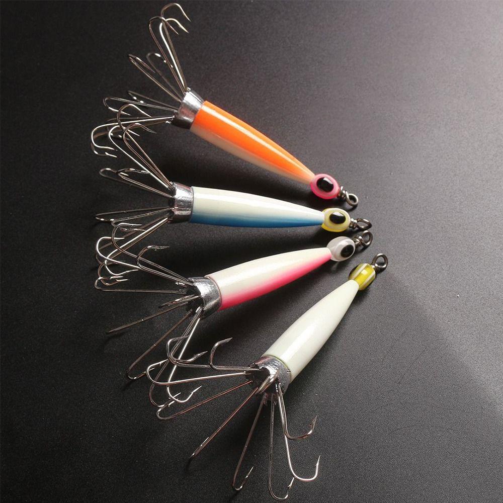 Luminous Jigs Angling Squid Hook with fish eyes Octopus Bait Fishing Tackle Wood Shrimp Lures