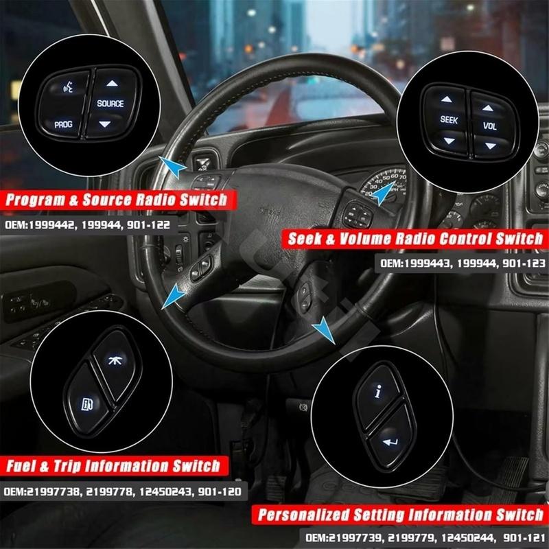 Steering Wheel Radio Volume Control Switch 1999442 1999443 21997738 for Hummer Buick Rainier Chevrolet Tahoe GMC Yukon 2003-2006