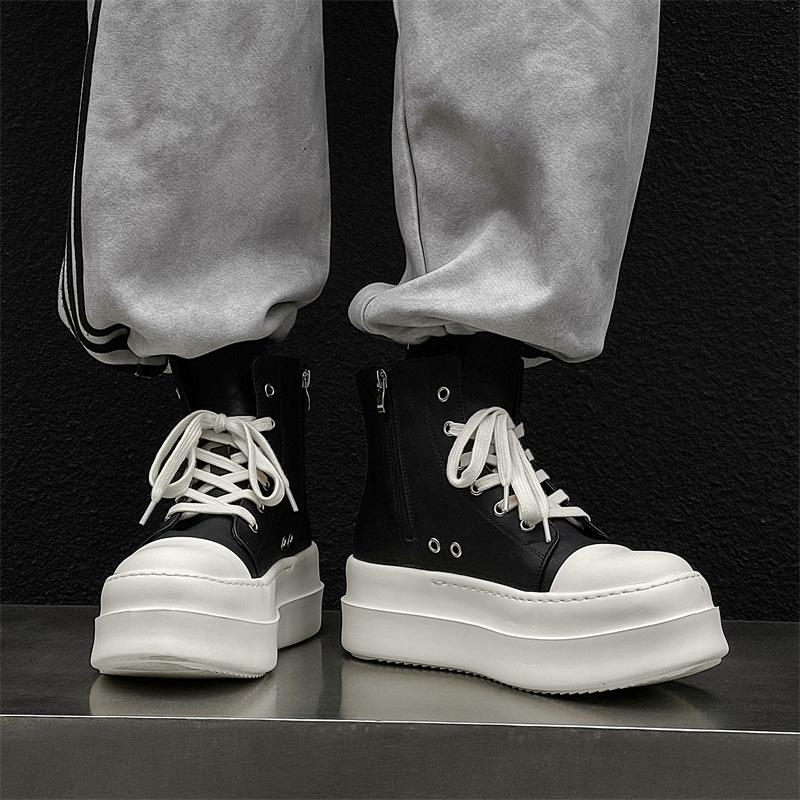 Повышающие рост туфли на толстой подошве и высокой платформе, парусиновые кеды для пар, мужские, американские, в стиле хай-стрит, локомотивные дерби, 18456-J