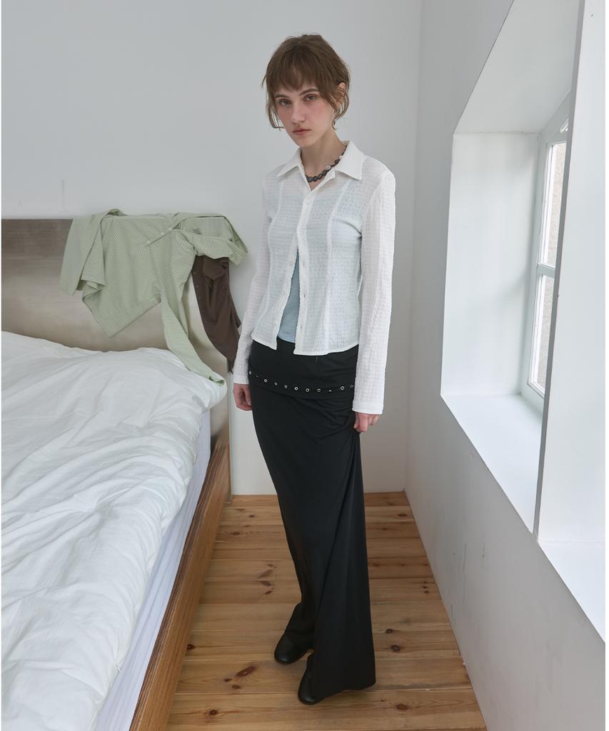 PISCESS Crinkle Fitted Shirt_White