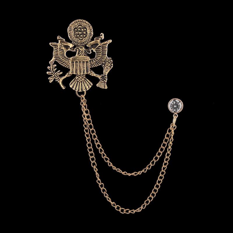 Брошь в форме орла, ретро-панк, мужская мода, изысканный костюм с животным узором, рубашка, джинсовый воротник, цепочка с кисточками, броши, ювелирные аксессуары, подарки