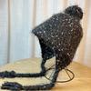 New Xiaoxiangfeng Export Fabric Knitted Ear Protection Hat for Women with Big Fur Ball Cute Woolen Hat Autumn and Winter Handmade Baotou Hat