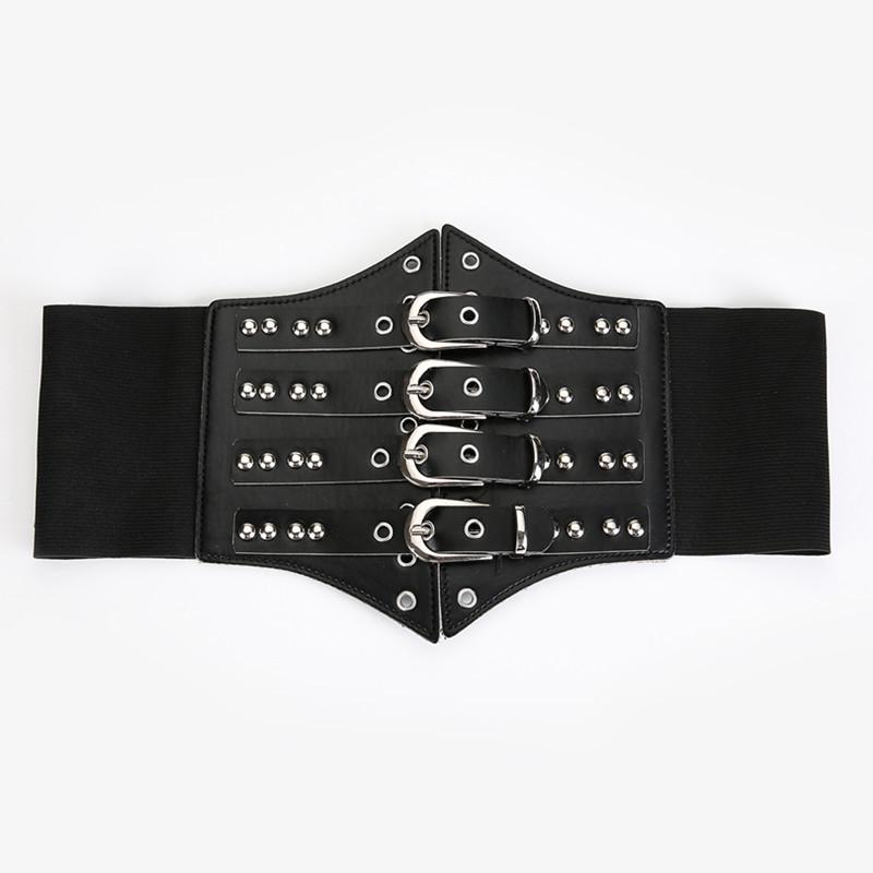 Stylish Silver Metal Buckle Elastic Waist Belt for Women – European & American Design