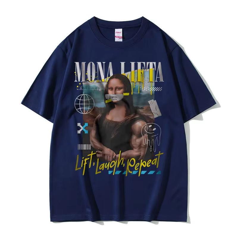 Смешная футболка с мемом Mona Lifta, оверсайз, с принтом, для мужчин и женщин, винтажная, для зала, фитнеса, летняя, мужская, из мягкого хлопка