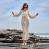 Women's Cover Ups Beach Dress Solid Color Sexy Knit Beach Bikini Swimsuit Cover Up Sunwear