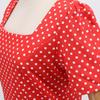 Retro Women's Square Neck Short Sleeve Polka Dot Print Lace Up Waist Big Swing Dress