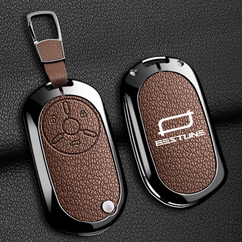 Кожаный чехол для автомобильного ключа из цинкового сплава, лучший для Pentium Pony, брелок, коробка для ключа дистанционного управления нового энергетического автомобиля, аксессуары для чехла ключа