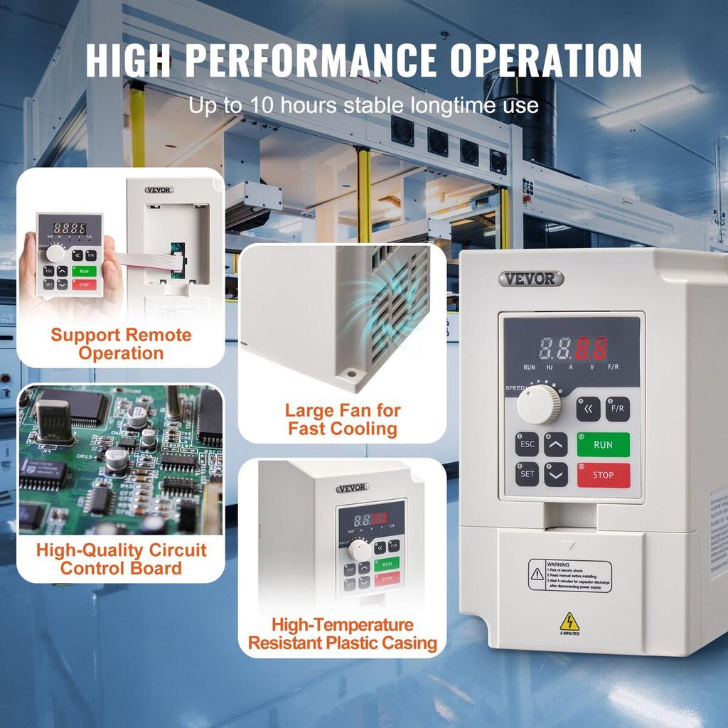 VFD 3HP 2.2KW 5A 3 Phase AC 380V Input to 3 Phase 0-380V Output 0-2000Hz