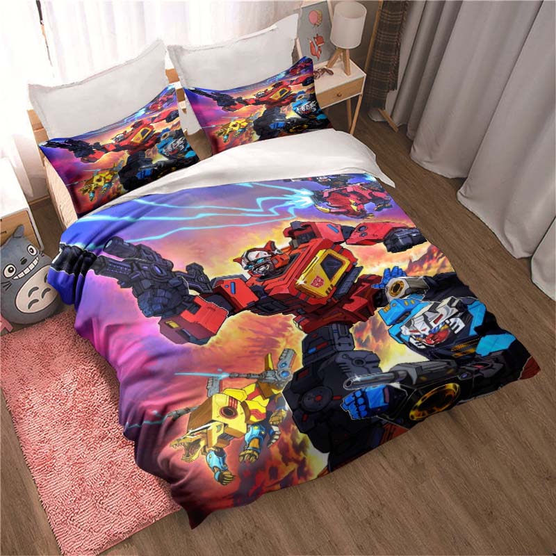 "3D Mobile Suit Gundam" anime-themed comfortable bedding set, including duvet cover, pillowcases, and children's set.