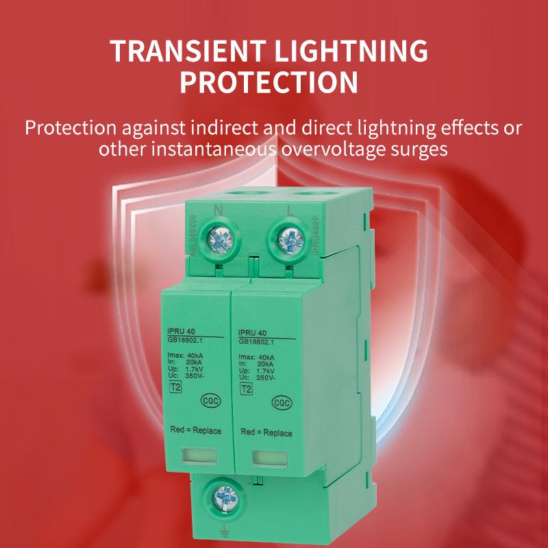 IPRU Surge 2P AC/DC Green Protector with Lightning Protection and SPD