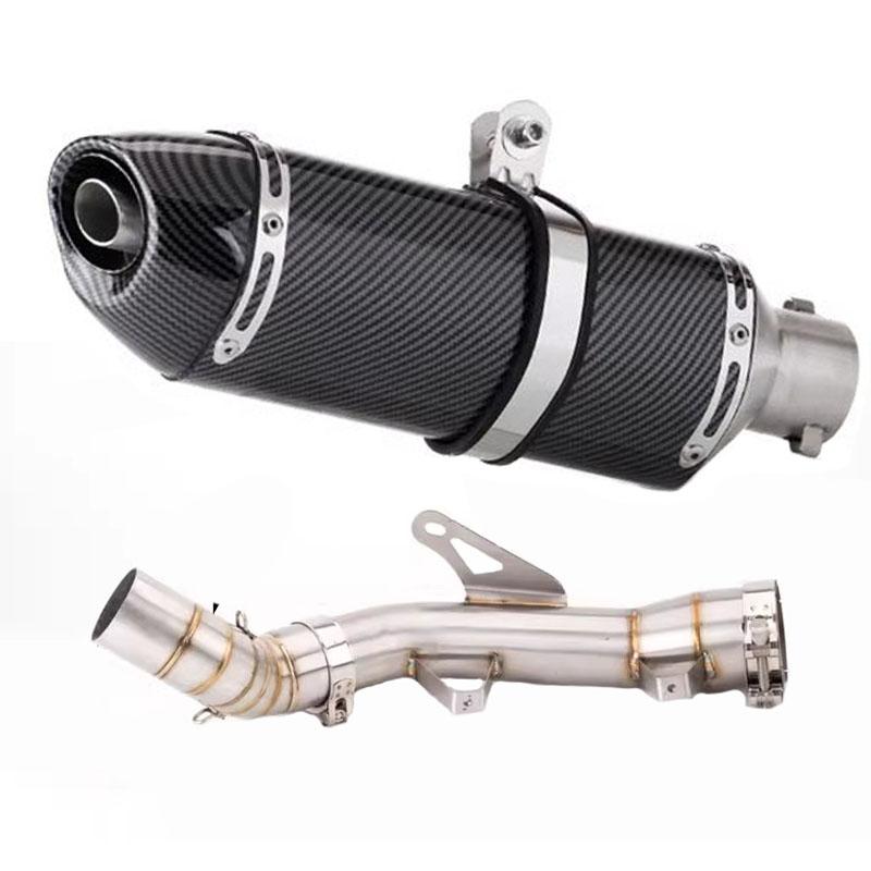 For Kawasaki Z900 2017-2025 Z 900 Escape 51MM Slip-On Motorcycle Exhaust System Middie Tail Link Pipe With Silvery Muffler Tips