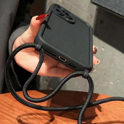 Мягкий чехол-кроссбоди для телефона для iPhone 16E 15 16 Pro Max 14 13 12 11 7 8 Plus X XS XR SE 2020 2022 с регулируемым шнурком-ремнем
