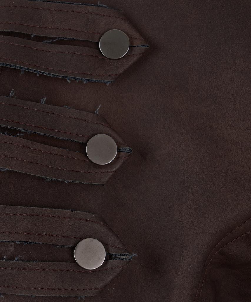 GILAARCHIVE Choker Napoleon Crop Leather Jacket_Brown