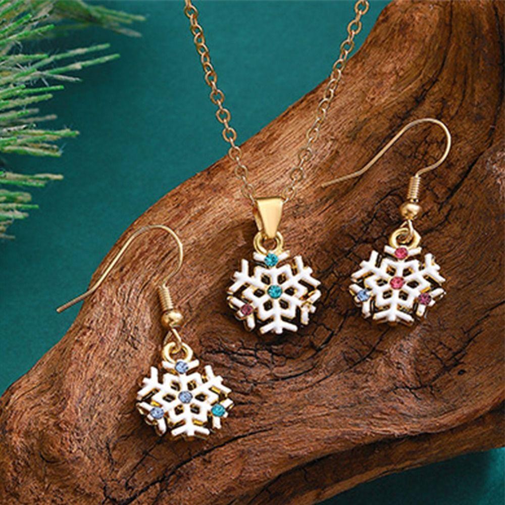 Elk Xmas Dangle Earring Santa Christmas Jewelry Set Vintage Gift