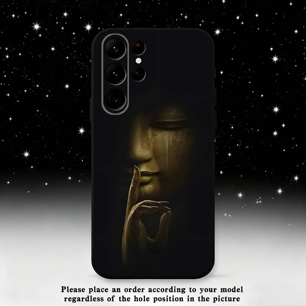 Buddha Art Pattern Phone Case For Samsung S25,S24 Ultra,S20,S30 plus,S22 plus,S23,S30 Ultra 5G Silicone Black Shell