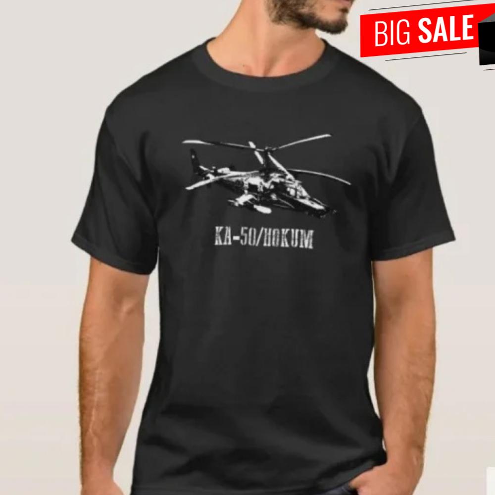 Russian KA50 Black Shark Helicopter Gunship TShirt 100 Cotton ONeck Short Sleeve Summer Casual Mens Tshirt Streetwear