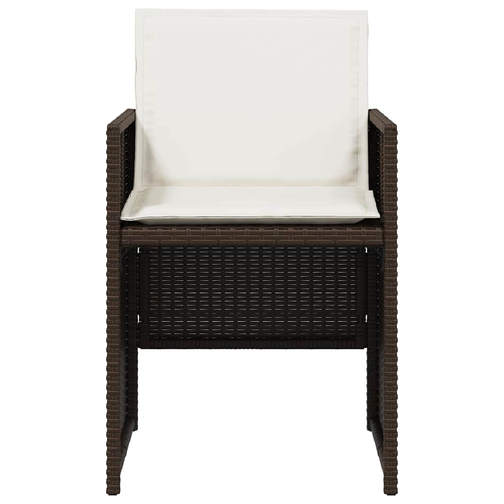 5 Piece Outdoor Dining Set with Cushions Brown Poly Rattan