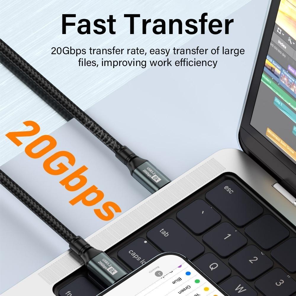 PD100W USB C 3.2 20Gbps ThunderBolt 3 Type C To Type C Cable 8K@60Hz 3m Data Cable For iPhone 15 Pro Max MacBook Samsung Huawei