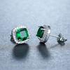 1 Pair Princess Cut Aqua Blue Green White Yellow Champagne Color Stone Earrings Square Stud Earrings Wedding Jewelry
