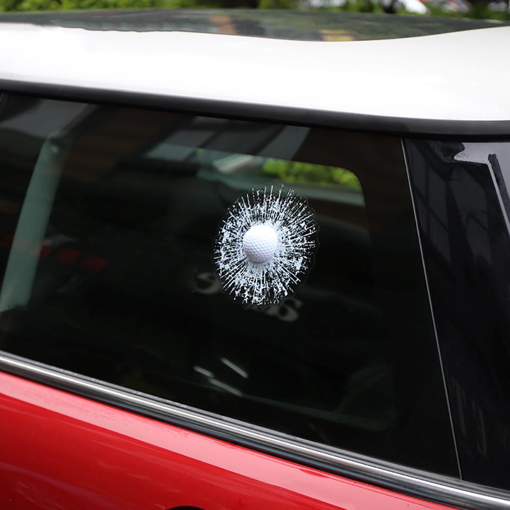 1 шт. Автомобильная ПЭТ 3D наклейка Белый мяч Разбил стекло Окно Лобовое стекло Наклейка 15см х15см