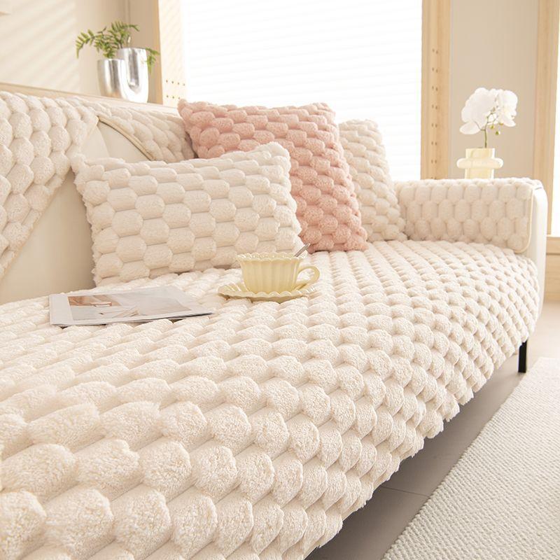 Зимняя сотовая бархатная диванная подушка Зимняя плюшевая нескользящая утолщенная подушка Теплый кожаный чехол для дивана