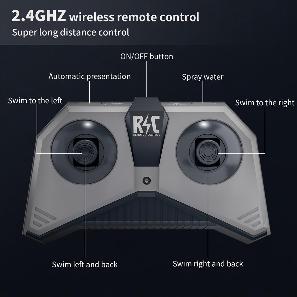 BABYHOME TEMI Remote Control Shark 1:18 High Simulation Scale Fish With Light & Spray Water For Lake Bathroom Pool Toys For Kids Boy