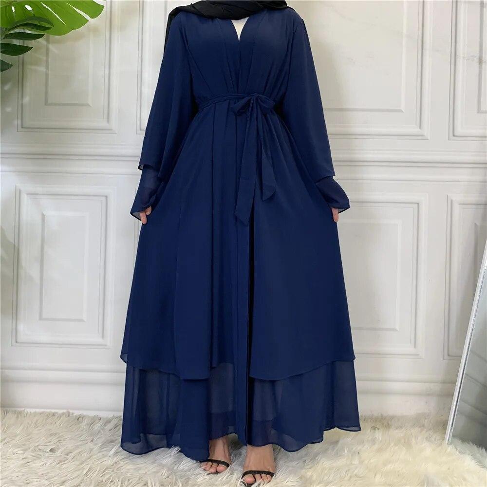 Dubai Abaya Chiffon Fashion Cardigan Muslim For Women Modest Robe Turkey Kaftan Ramadan Arabic Islamic Clothing