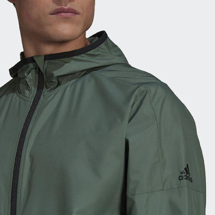 Adidas Neo Jackets Men's Green Hooded Moderate Wind Shell GQ0579