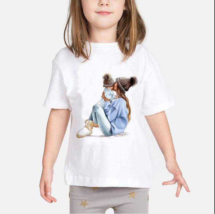 Summer New Super Mom Girl Tshirt Fashion Boys T Shirts Mother and Baby Love Life Lovely Printing Kawaii Summer Polyester Fabric