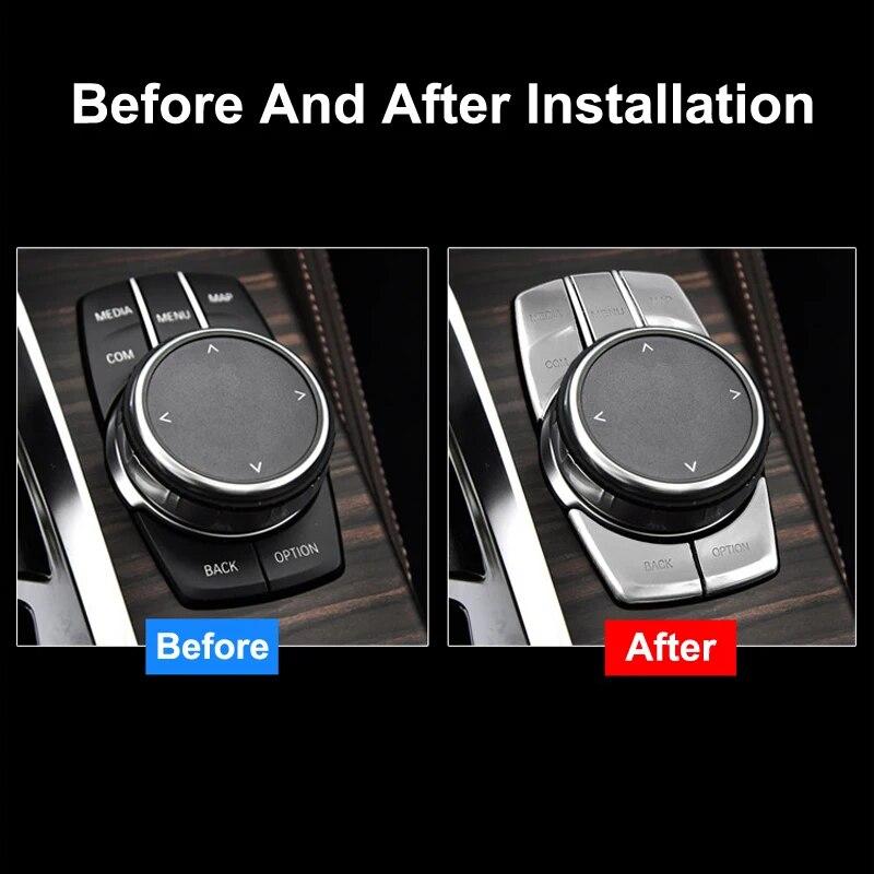 5PCS ABS Car Interior Multimedia Button Cover Trim For BMW G30 G38 5 Series 2017- Auto Interior Accessories