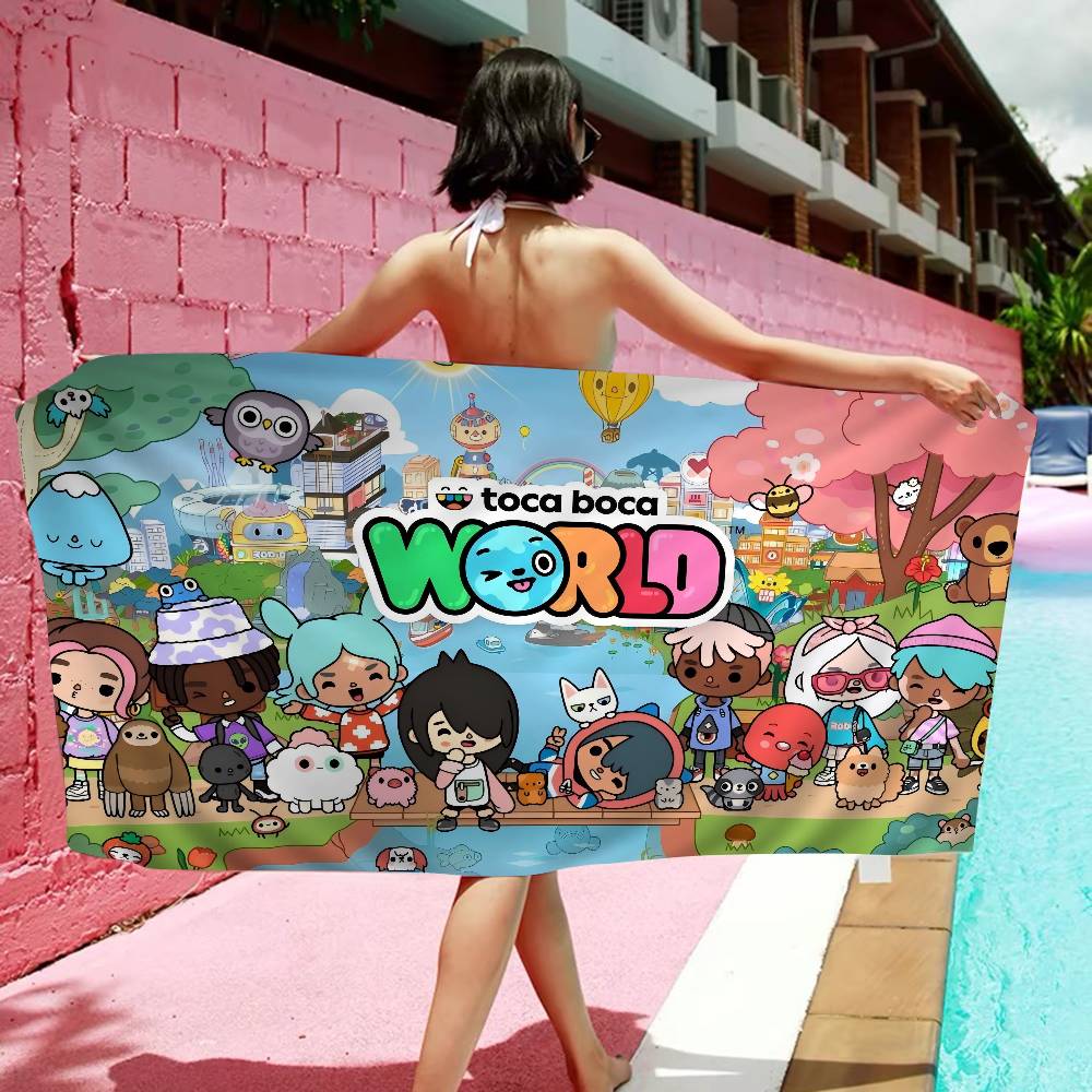 T-Toca-Boca T-Toca Life World Пляжное полотенце из микрофибры Впитывающее Быстросохнущее Мягкое Полотенце для йоги, плавания, курорта, альпинизма