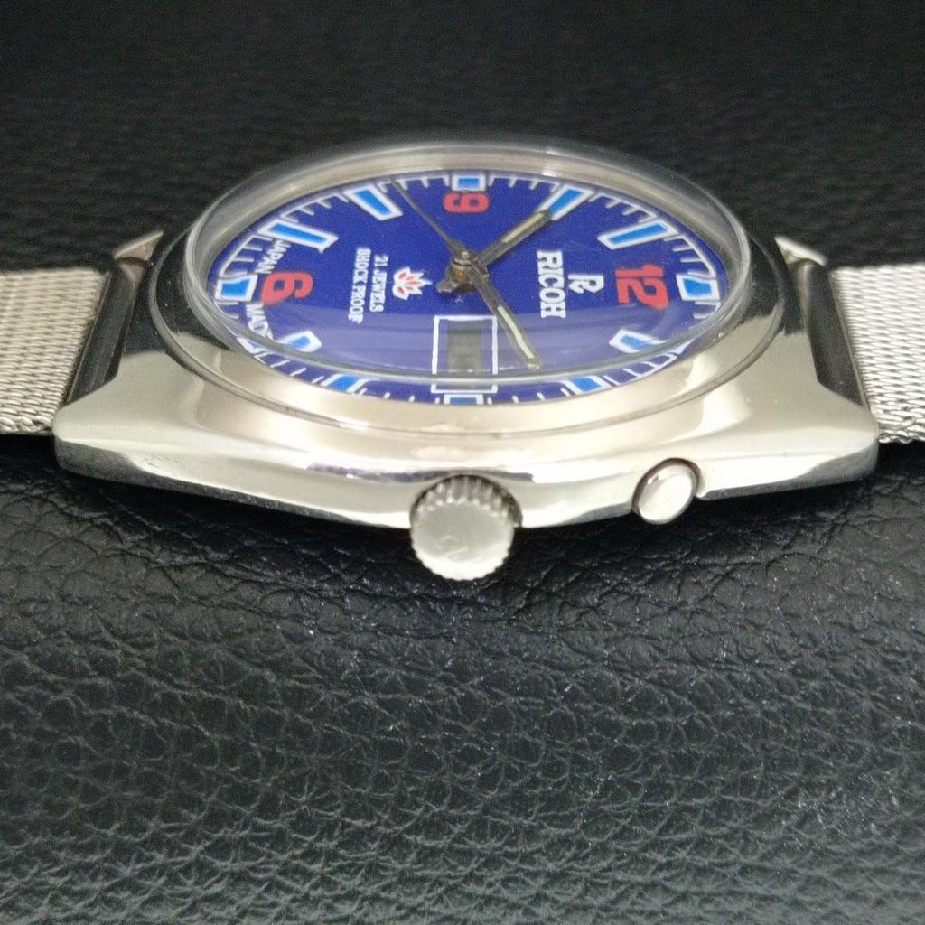 VINTAGE RICOH R31 AUTOMATIC JAPAN MENS BLUE COLOR DIAL WATCH a707622-1