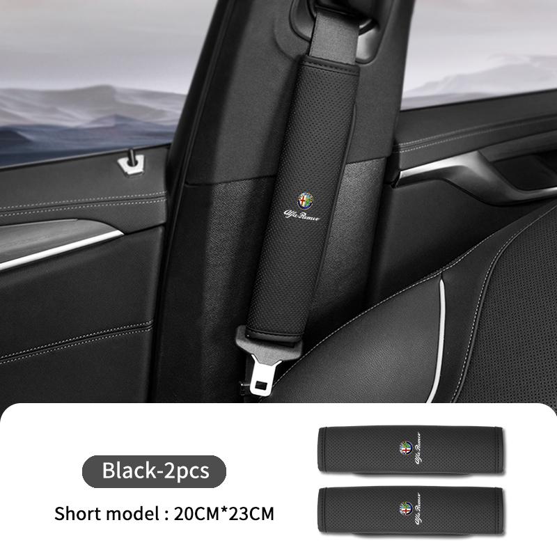 Car Seat Belt Shoulder Cover Leather Shoulder Protector Pad For Alfa Romeo 159 Giulietta 156 147 Giulia Mito GT Stelvio Spider ert853