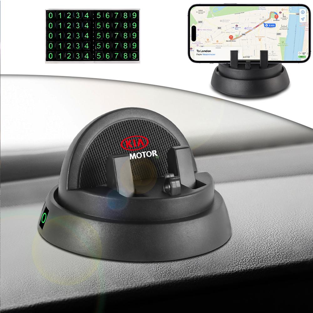 Автомобильный держатель для телефона на приборную панель, вращение на 360°, крепление для смартфона с светящейся номерной табличкой Для KIA Ceed Sorento Rio Sportage Колпаки
