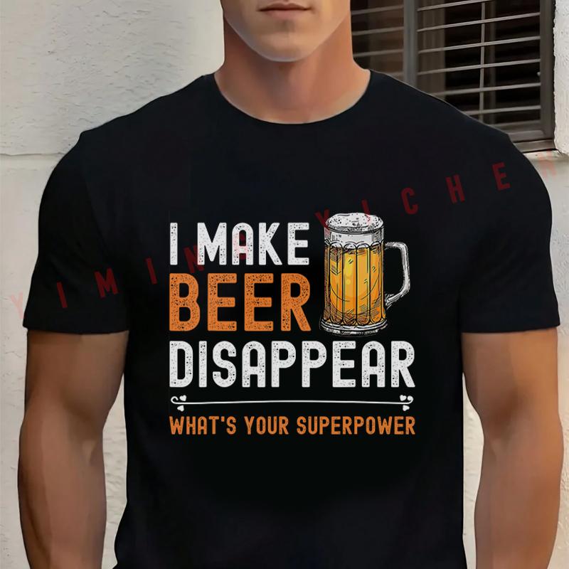 Funny Beer Lover Men's Cotton Moto T-Shirt Fashionable Casual Summer Travel And Sports Tee