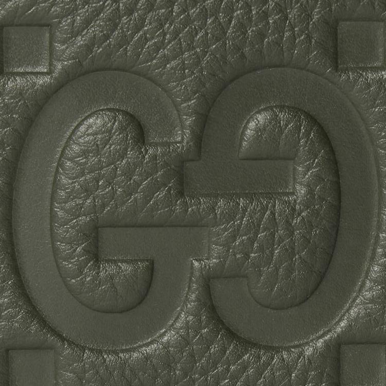 Gucci Большой кожаный мужской кошелек с тиснением логотипа Jumbo GG Double G, на клапане, темно-зеленый 739475-AABY0-3346
