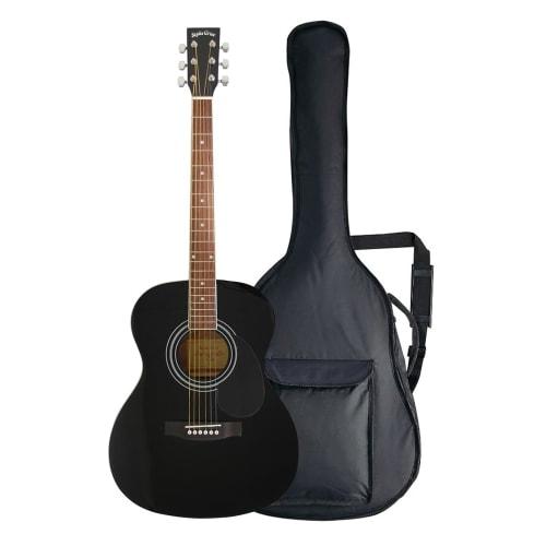 Sepia Crue FG-10/BK Acoustic Guitar, Folk Style, Black, Includes Soft Case and Adjustment Wrench