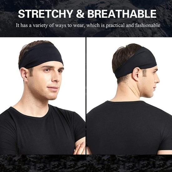 Men Sports Headband Moisture Wicking Wide Workout Headband Quick Drying Solid Color Running Cycling Sweatband Headband