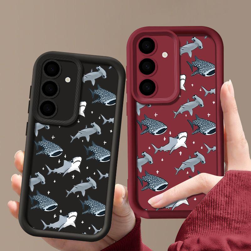 Чехол с рисунком китовой акулы для Samsung Galaxy S25 Edge S24 S25 S23 S22 Ultra S24 FE A56 A55 A54 A36 A26 A15 A16 5G TPU чехол для телефона