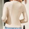 Женский вязаный кардиган с V-образным вырезом на пуговицах, с длинным рукавом, вязаная куртка, однотонные эластичные короткие вязаные топы для повседневной носки