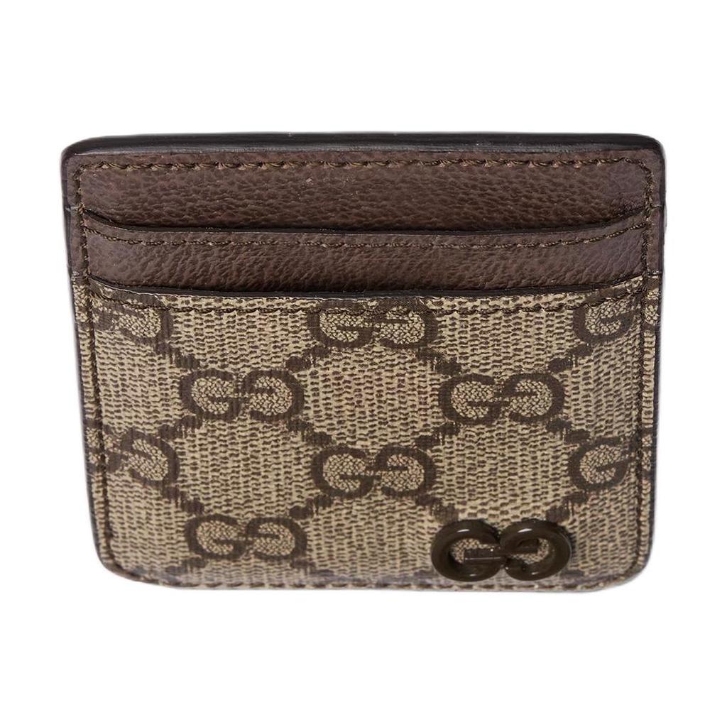 Gucci GG Supreme Canvas Card Holder Unisex Accessories Beige Dark-Brown 817197-FACQC-9773