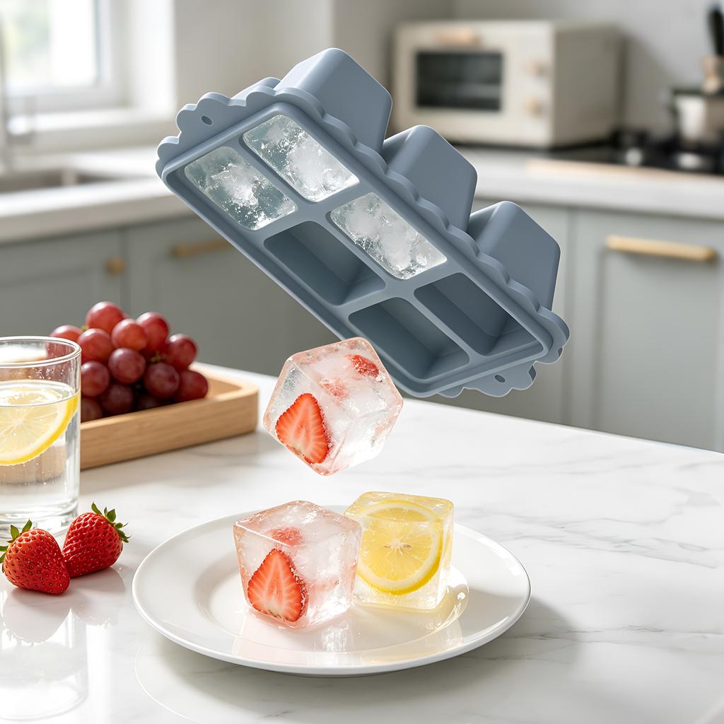 4/6/8-Cavity Silicone Ice Cube Mold Multi-Color Classic Ice Tray Suitable For Ice Maker Cocktails And Drinks 6