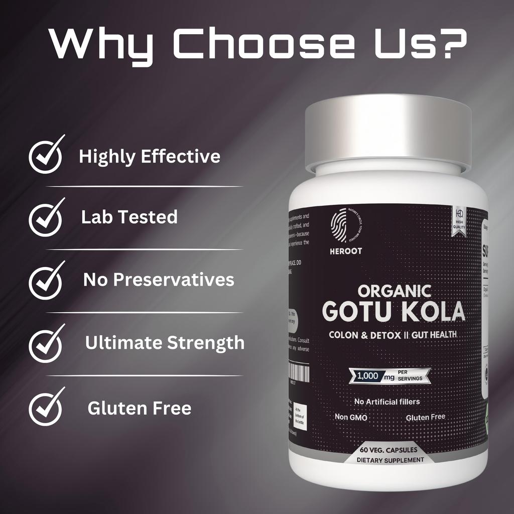 Organic Gotu Kola 1000mg Capsules Improves Memory, Blood Pressure Control