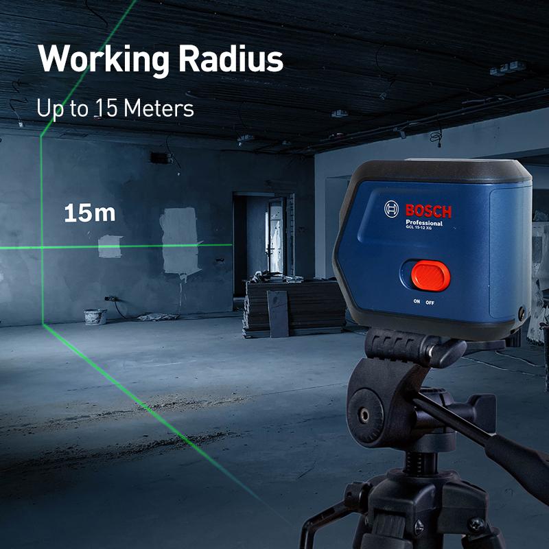 Bosch Лазерный уровень GCL 15-12 XG Комбинированный точечный и линейный лазерный уровень с зеленым лучом
