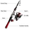 SOUGAYILANG Telescopic Fishing Rod 1.6M Spinning Fishing Pole Fishing Reel Set 5.0:1 Speed Metal Spool Carp Reel Rod Combo