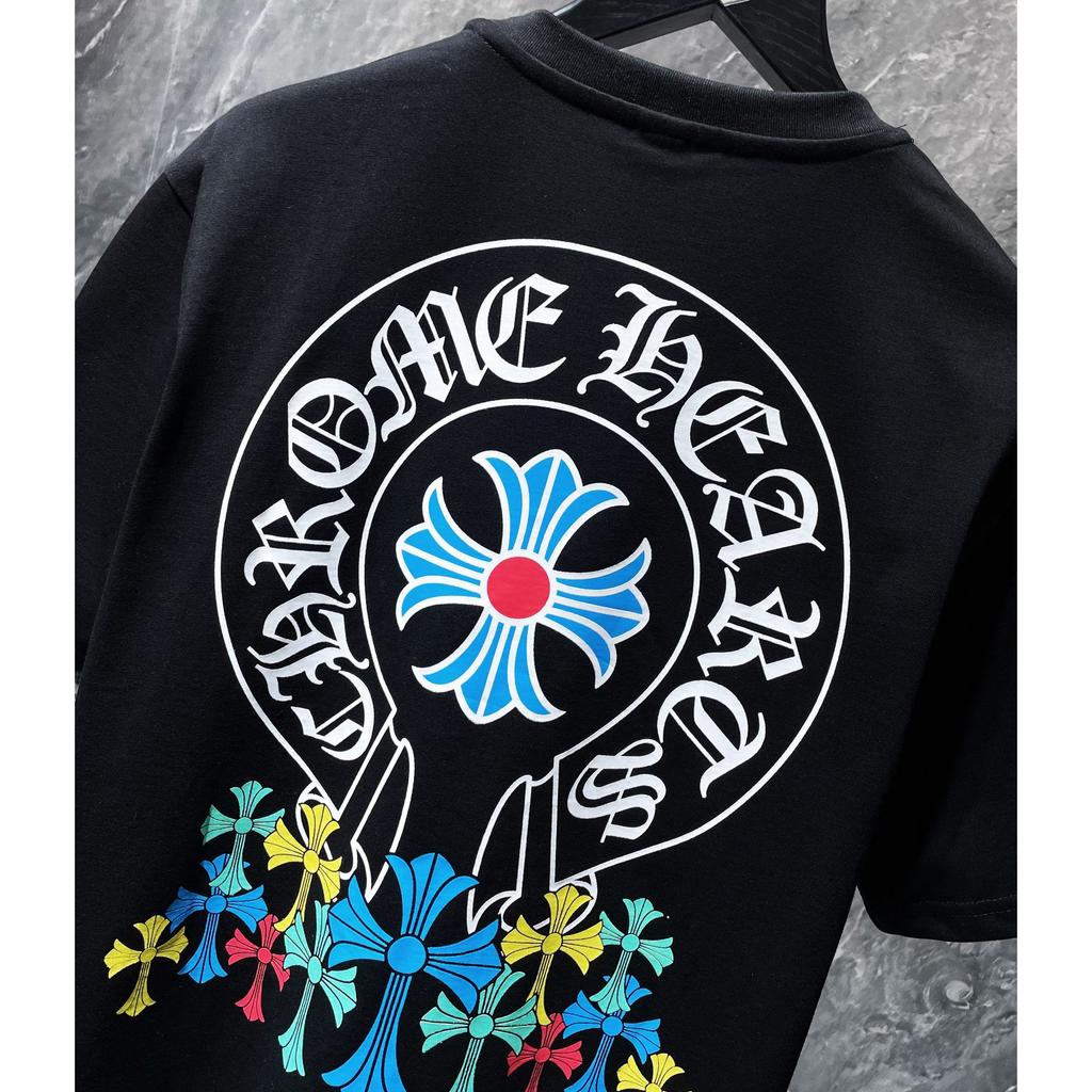 8708 CHROME HEARTS Summer New High Quality Cotton Round Neck Loose Large Size Men's and Women's T-shirt Couple T-shirt