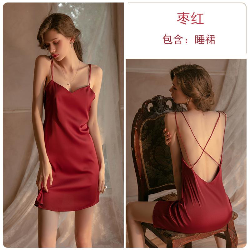 Women's Satin Comfy Cami Sleep Dress for Fall Winter