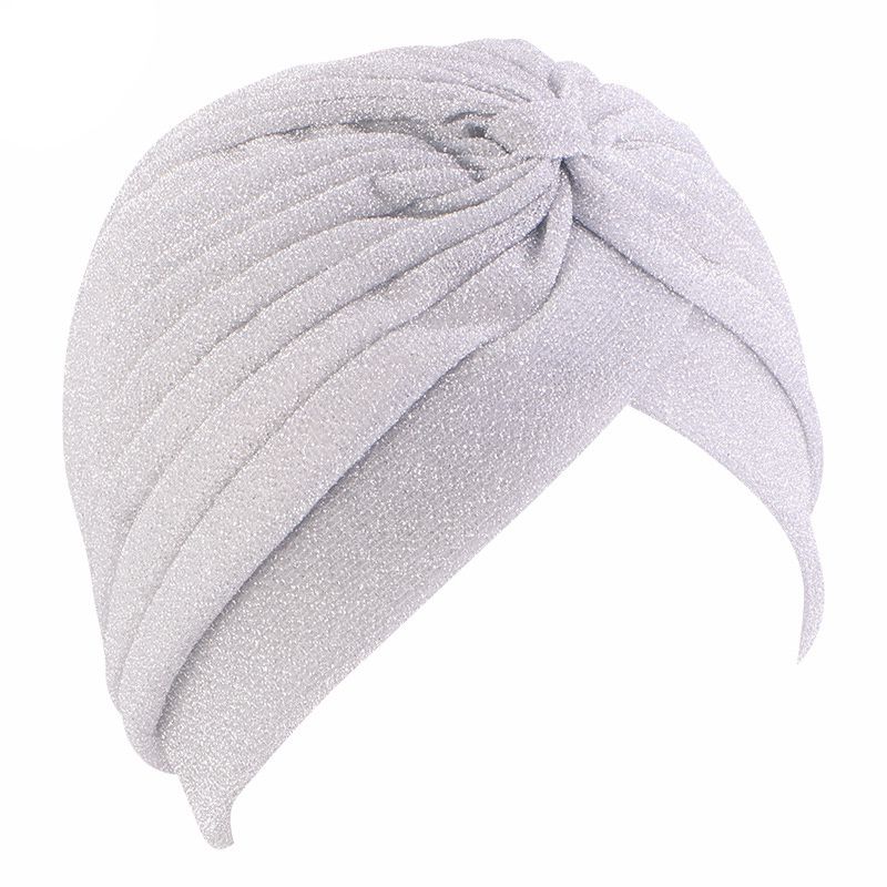 Golden Bright Polyester Fabric Hat Turban Silk Indian Hat Muslim Headband