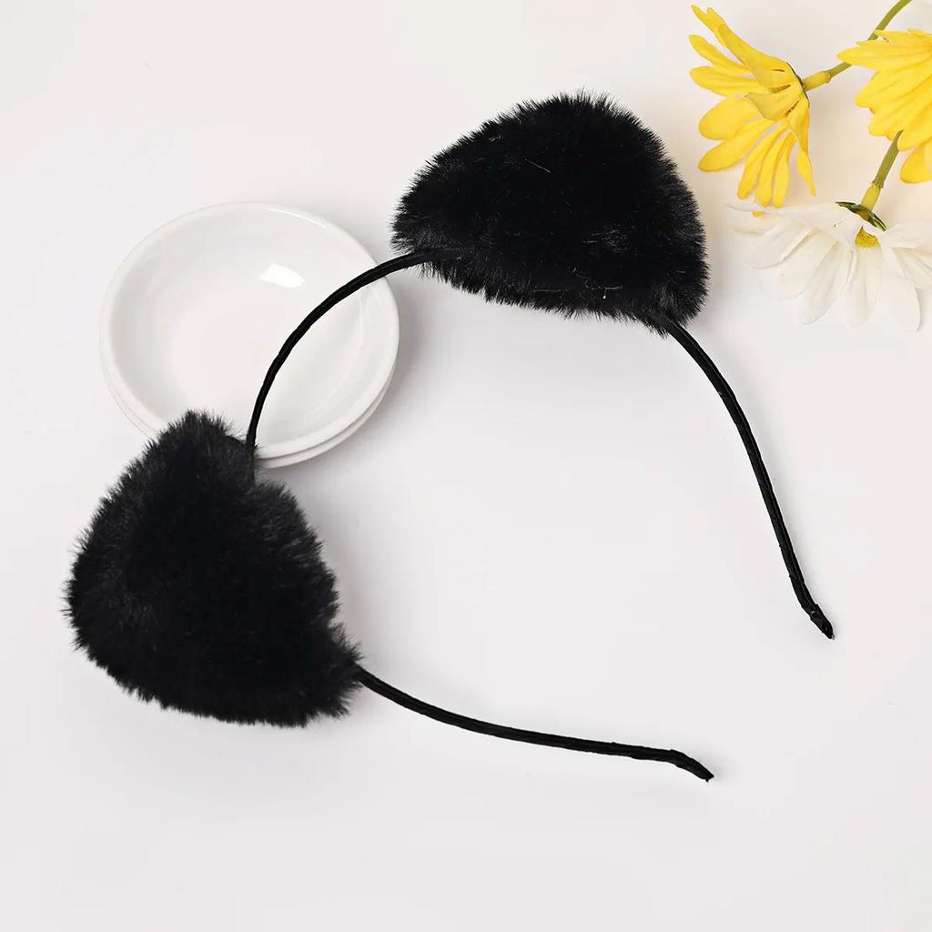 Plush Cat Ears Headband for Women Cartoon Plush Hair Band Anime Cosplay Cute Face Wash Hairband Headware Girls Hair Accessories